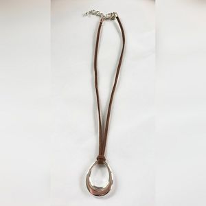 Silver and suede pendant necklace